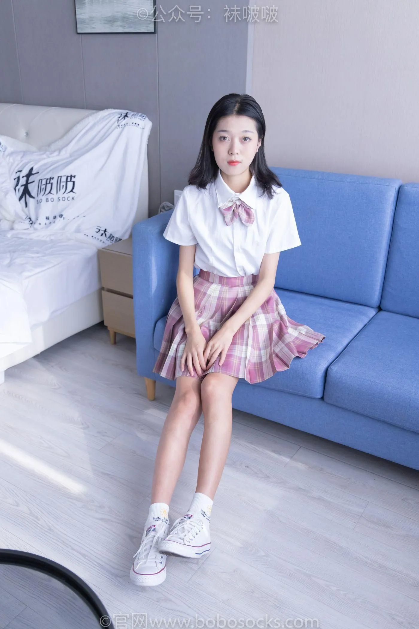 [BoBoSocks袜啵啵]NO.052 瑶瑶-JK制服、帆布鞋、白棉袜、裸足 [133P]插图2